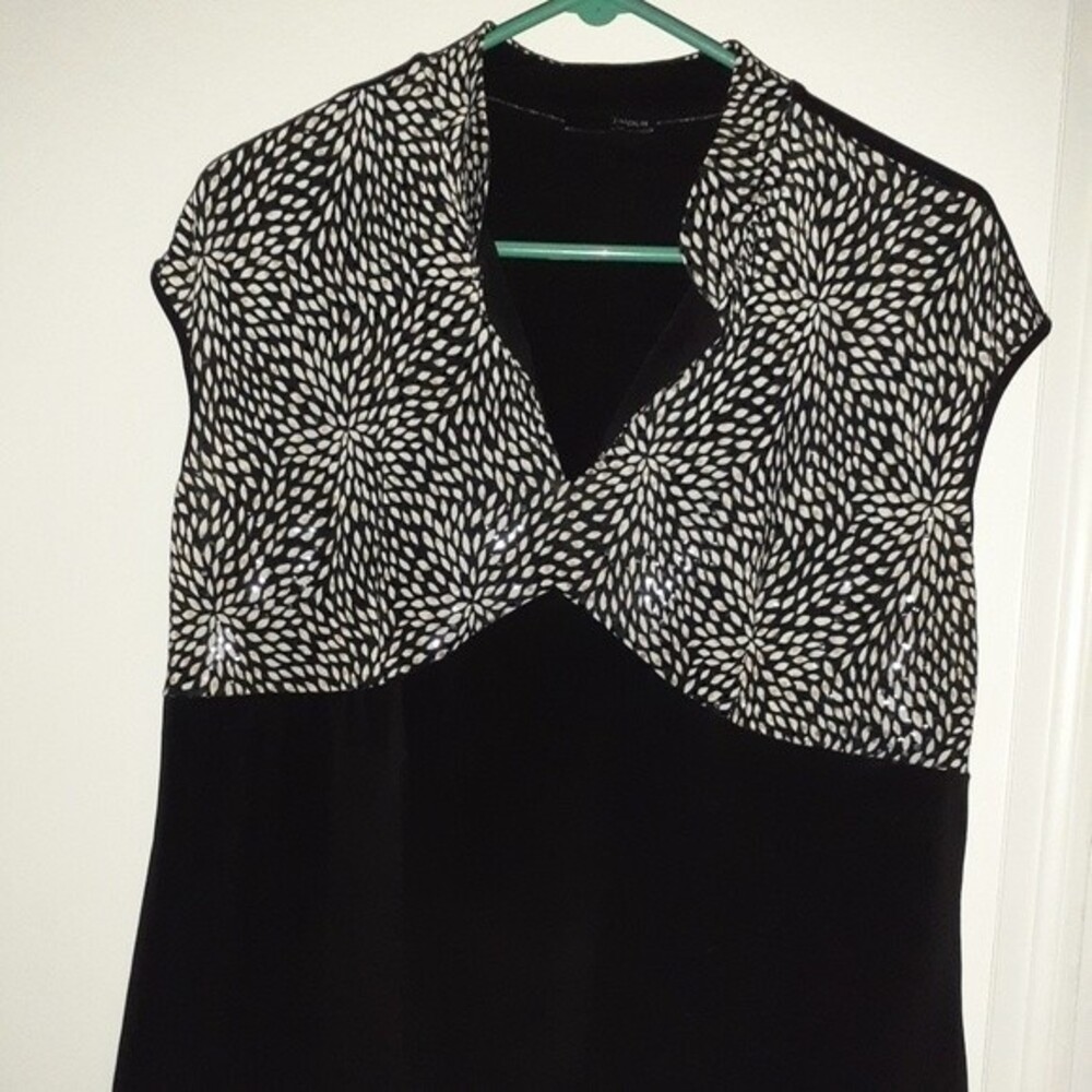 Jaipur black white glam XL top shirt blouse knit top evening dressy top